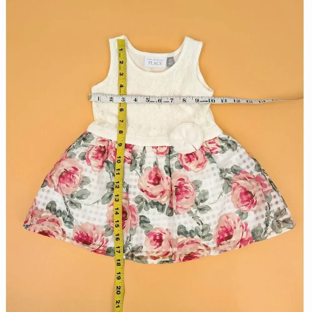 Childrens Place Dress Girl 2T Lace Floral Print Layered Puff Skirt Party Wedding